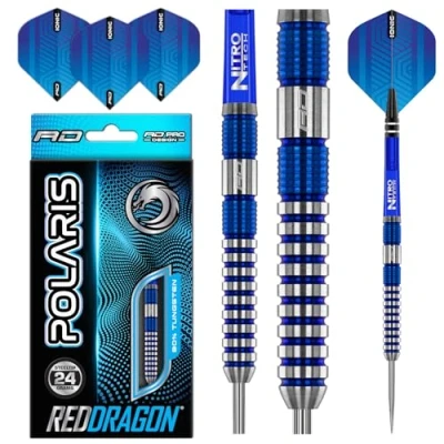 Image of RED DRAGON Polaris: 24 gram Tungsten Professional Darts Set with Flights and Nitrotech Shafts (Stems)
