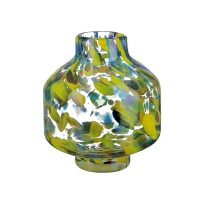 Image of GILDE Decorative Vase Flower Glass Gift for Women Birthday Decoration Spring Easter Colour: Transparent Yellow Green Blue Height 16 cm