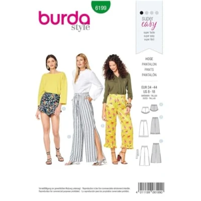 Image of Burda Style Super Easy Sewing Pattern 6199, Misses&#039; Trousers &amp; Shorts 8 18