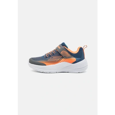 Image of Skechers Microspec Advance Trainers for kids, Size: 11.5K, Navy/orange/charcoal Textile/synthetics
