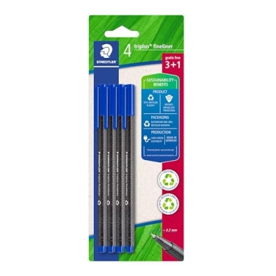 Image of Staedtler Triplus Fineliner Blue (Pack of 4) 3+1