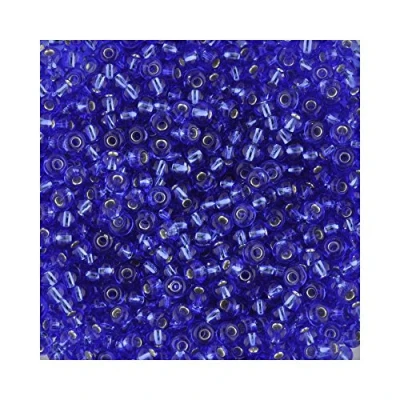Image of Size 8 Seed Beads Silver Lined Blue Qty 10 Grams