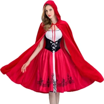Image of Yummy Bee Red Riding Hood Costume Women Halloween Costumes Adult Fancy Dress Plus Size (10 12)