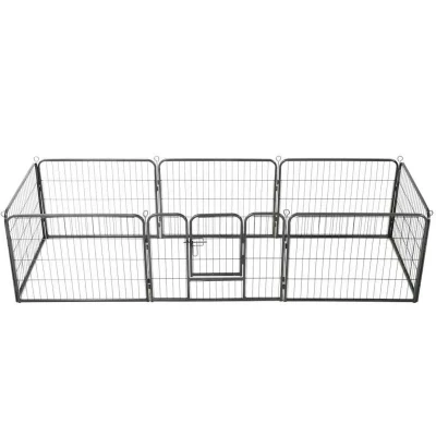 Image of vidaXL Dog Playpen 8 Panels Steel 80x60 cm Black
