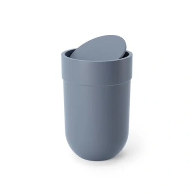 Image of Umbra Touch Waste Can, Small 1.6 Gallon Trash Can with Lid, Swing Lid Basket, Garbage for Washroom/Bathroom, Soft Touch, Slate Blue