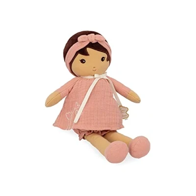 Image of Kaloo Tendresse Amandine My 1st Soft Doll 32 cm Fabric Pink Muslin Dress Olive Skin Pretty Gift Box and Customisable Ribbon 0 Months +, K200005, LARGE