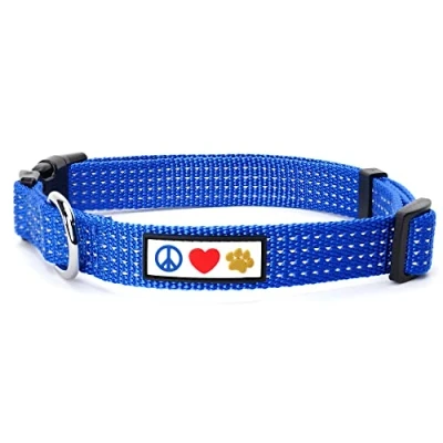 Image of Pawtitas Dog Collar For Extra Small Dogs Reflective Training Puppy With Stich XS Blue
