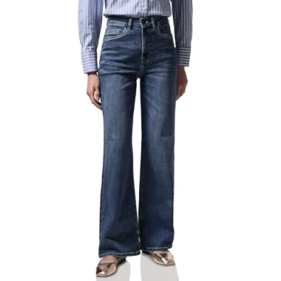 Image of Street One Studio Women&#039;s F378328 Loose fit Jeans, Dark Blue Tinted Wash, 29W x 30L