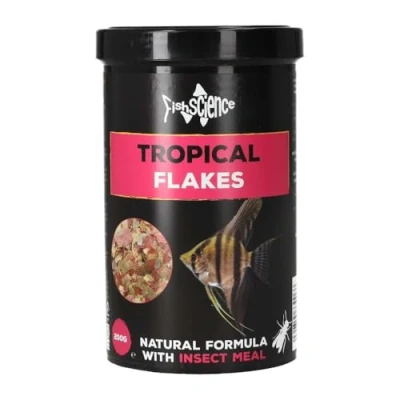 Image of FishScience Tropical Flakes 200g (1000ml) Sustainable Fish Food Complete Aquarium Barbs Tetras Mollys Guppies Swordtails