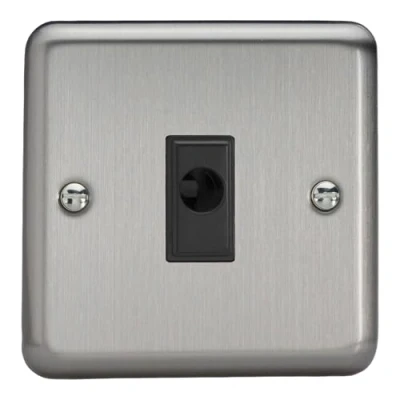 Image of Varilight XSFOB Matt Chrome Flex Outlet Plate Black Inserts