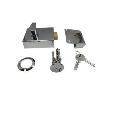 Image of Bary Dead Bolt Night Latch Complete with Rim Cylinder (Chrome)