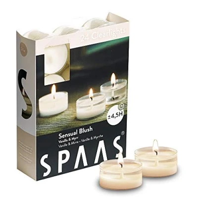 Image of Spaas 24 Scented Clearlights, Tealights in Transparent Clear Cup, 4.5 Hours, Sensual Blush