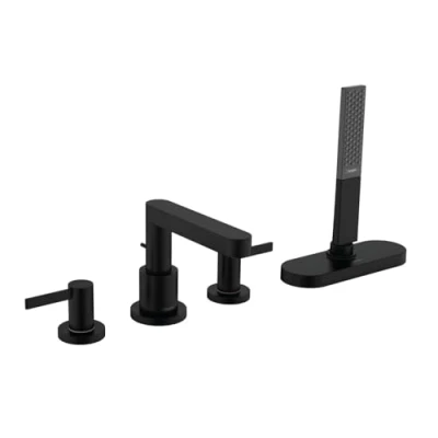 Image of hansgrohe Finoris 4 hole rim mounted bath mixer with Hose Box, matt black, 76444670