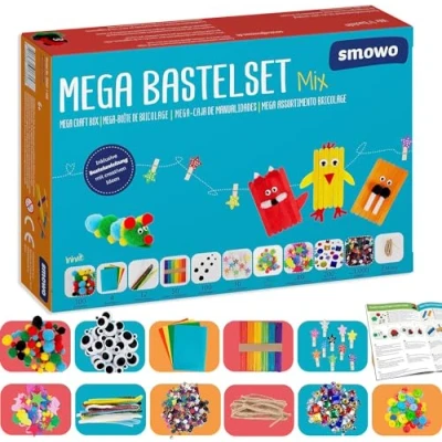 Image of Smowo® Mega Craft Set Starter Box Mix with Creative Ideas Colourful Supplies for Crafts Girls and Boys