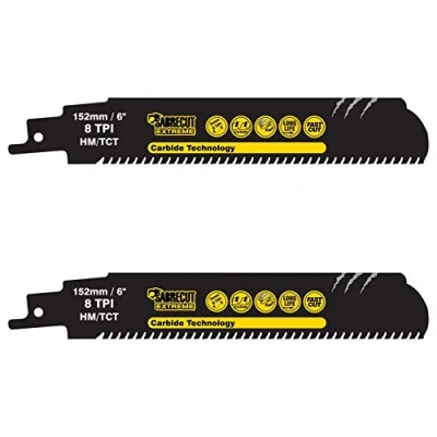 Image of 2 x SabreCut SCRS930HM_2 Tungsten Carbide 152mm 8 TPI S930HM Very Fast Wood and Metal Cutting Reciprocating Sabre Saw Blades Compatible with Bosch Dewalt Makita many others