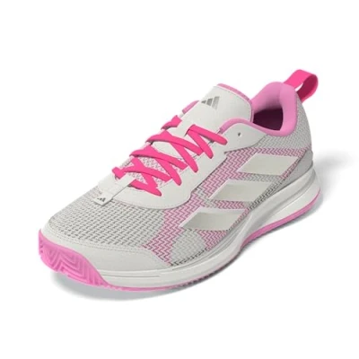 Image of adidas Performance Avaflash Clay court tennis shoes Core white/silvercoloured/lucid pink, Women&#039;s, Size: 8.5, white/silver/coloured/lucid pink