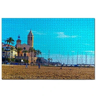Image of Jigsaw Puzzles Spain Sitges Church 1000 Piece Puzzle for Adults and Family Wooden Travel Gift Souvenir 30x20 inches(PTNO 05446)