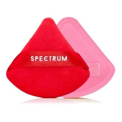 Image of Spectrum Collections Brush Club Makeup Puffs, Soft Velour Triangle Powder Puff for Setting and Baking, Marble Rubycell Blending Sponge Make Up Concealer, 2 Red Pink Puffs