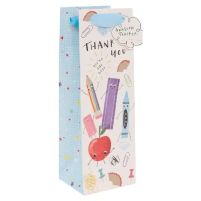 Image of Glick Luxury Bottle Bag for Teacher: This &#039;Awesome Teacher&#039; Gift has Been Designed to Hold Your Favorite Teacher&#039;s Bottle, Ideal as a Thoughtful Present Teacher at The End of Term