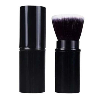 Image of Makeup Brushes Retractable Brush Kabuki Foundation Travel Face for Liquid Cream and Flawless Powder Cosmetics Black