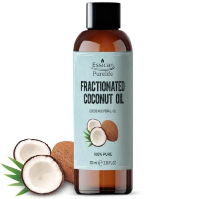 Image of Fractionated Coconut Oil 100ml Liquid for Essential Oil, Pure Skin, Use Hair &amp; Lip Gloss, Carrier Oils Mixing