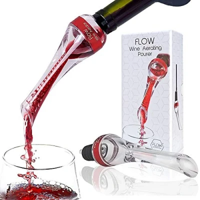 Image of FLOW Barware Wine Aerator Pourer Red Decanter Aerate in Seconds Non Drip with Gift Set Breather