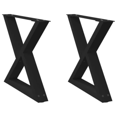 Image of vidaXL Coffee Table Legs Black Steel Adjustable 50x42 43.3 cm, Modern Geometric Design with Easy Assembly for Living Room &amp; Office Tables