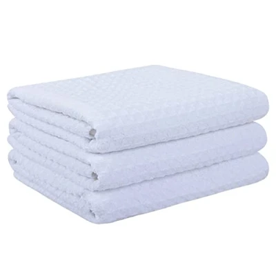 Image of VIVOTE Microfibre tea Towels_Waffle Drying Kitchen Towels_Dish Cleaning Towel_Soft and Thick towel_ White T Towels 40X56cm (3pcs White)