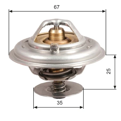 Image of 077121113D Engine thermostat GATES TH14380G1 80C with gaskets/seals without housing VOLKSWAGEN: Corrado, Golf 4, Transporter 5, AUDI: A3 Sportback