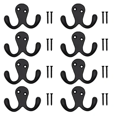 Image of EAI Twin Robe Hook Matt Black Pack of (8)