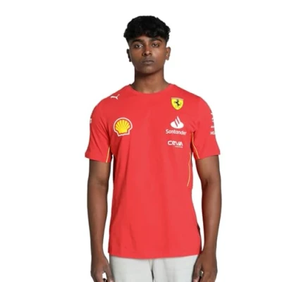 Image of PUMA Scuderia Ferrari Men&#039;s 2024 Team Tshirt Burnt Red Size: Large
