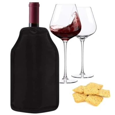 Image of Wine Bottle Cooler Sleeve Slip On Cooling Chiller Gel Pad No Ice Needed