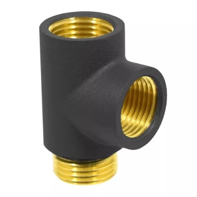 Image of Team Controls Dual Fuel T Piece 1/2&quot; Tee for Towel Rail Heating Element &amp; Radiator Valves Black TC DFTB