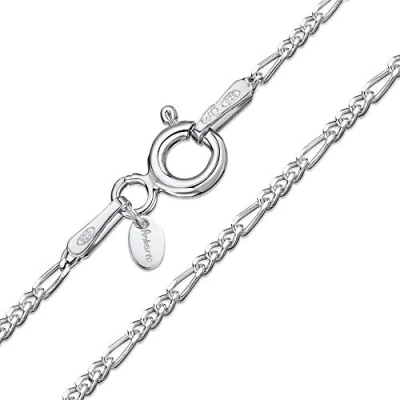 Image of Amberta 925 Sterling Silver 1.5 mm Figaro Chain Necklace Size: 14 16 18 20 22 24 inch / 36 40 45 50 55 60 cm (24inch/60cm)
