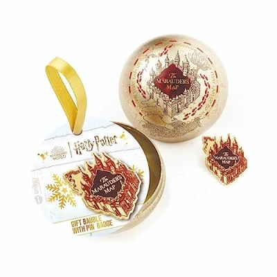 Image of HARRY POTTER Official Marauders Map Christmas Bauble with Pin Badge Inside