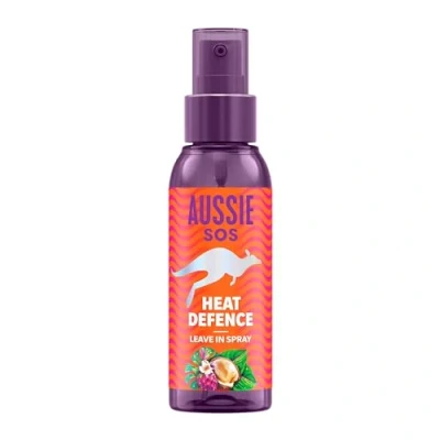Image of Aussie SOS Heat Defence Leave In Spray 100ml to Detangle and Protect Against While Keeping Hair Hydrated for 100 Hours. Infused with Australian Superfoods. Vegan Formula