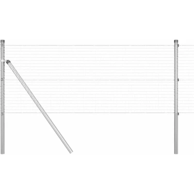 Image of vidaXL Welded Wire Fence with 7 Posts 0.8x10 m Galvanised Steel
