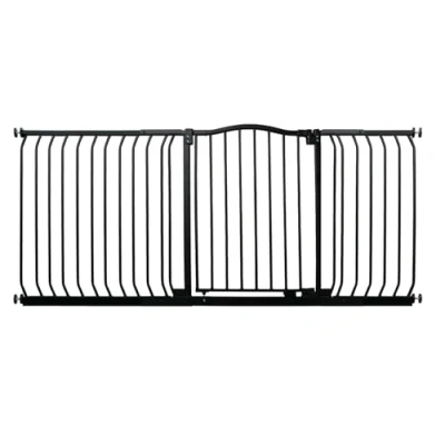 Image of Bettacare Curved Top Dog Gate, 225cm 234cm, Matt Black, Pressure Fit Pet Gate for and Puppy, Barrier, Easy Installation