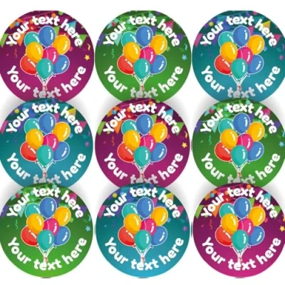 Image of 144 Personalised Birthday Balloons 30mm Reward Stickers for School Teachers, Parents and Nursery