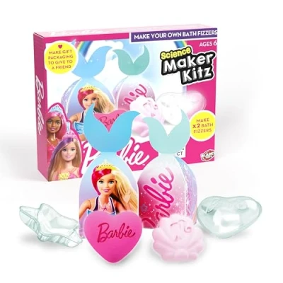 Image of Barbie by Bladez Toyz Bath Bombs for Girls Fun DIY Kit Kids with Peach Scent Fizzers Accessories Creative Bomb Making and Gifts