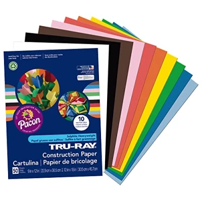 Image of Tru Ray Construction Paper, 76 lbs., 9 x 12, Assorted, 50 Sheets/Pack Sold As 1 Pack