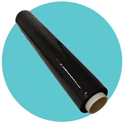 Image of Triplast 1 Roll x 500mm Heavy Duty Black Pallet Stretch Wrap Extra Long Roll, Standard Core, 25mu Thick Shrink Wrap, Cling Film, Plastic Packaging for Removals, Industrial &amp; Warehouse Use