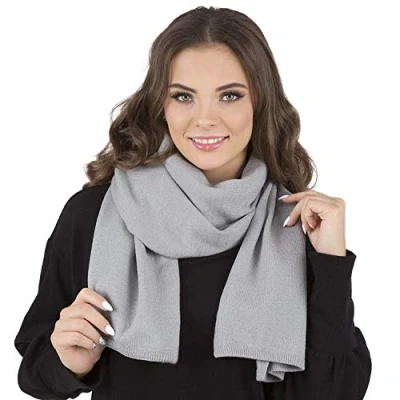 Image of Vivisence Stylish Women&#039;s Winter Scarf Made From Warm And Soft Fabric Blend For Ladies Comfortable Design Perfect Cold Autumn Days, Light Grey,UNI