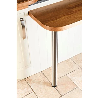Image of Rothley Premium Adjustable Table Leg / Breakfast Bar Worktop 870mm x 60mm, Silver,black