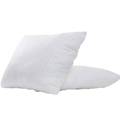 Image of Bedding Direct UK Superior 80cm x Square Euro Continental Satin Stripe Bounce Back Cotton Jacquard Pillow PAIR Made in Britain