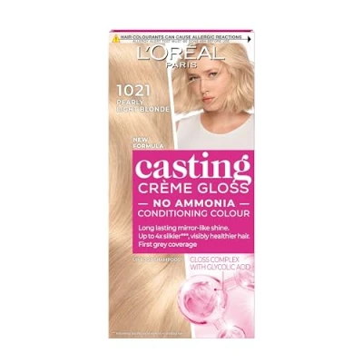 Image of L’Oréal Paris Ammonia Free Semi Permanent Hair Dye, 1021 Light Pearl Blonde, Glossy Colour, Natural Looking Finish, For up to 28 Shampoos, Casting Crème Gloss, 1 Application