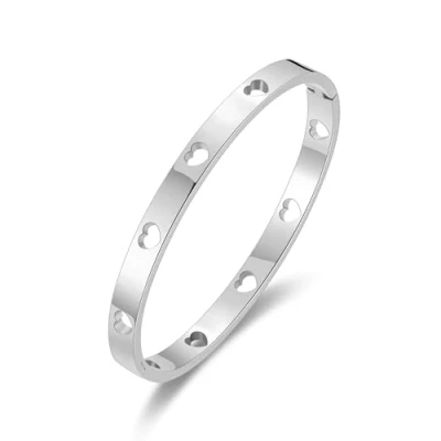 Image of Philip Jones Stainless Steel Heart Bangle (7 Inch)