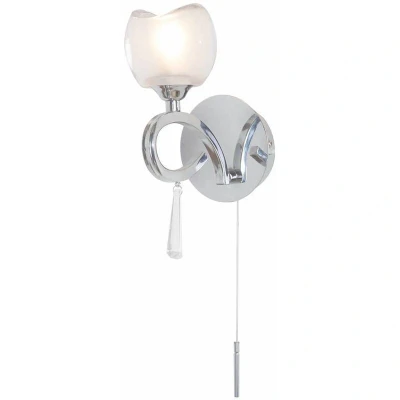 Image of LITECRAFT Marta Wall Light 1 Arm with Frosted Glass Shades Polished Chrome