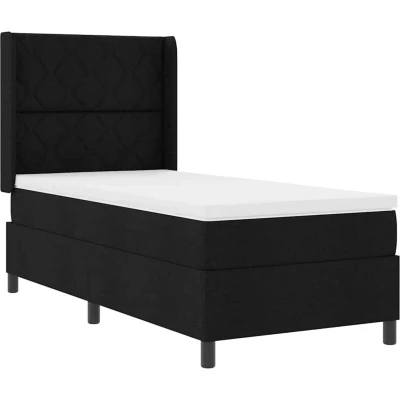 Image of Box Spring Bed with Mattress Black 100x200 cm Fabric vidaXL