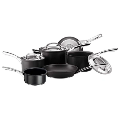 Image of Circulon Infinite Induction Hob Pan Set of 6 Non Stick Pots and Pans Sets with Stainless Steel Lids &amp; Handles, Premium Dishwasher Safe Cookware, Black
